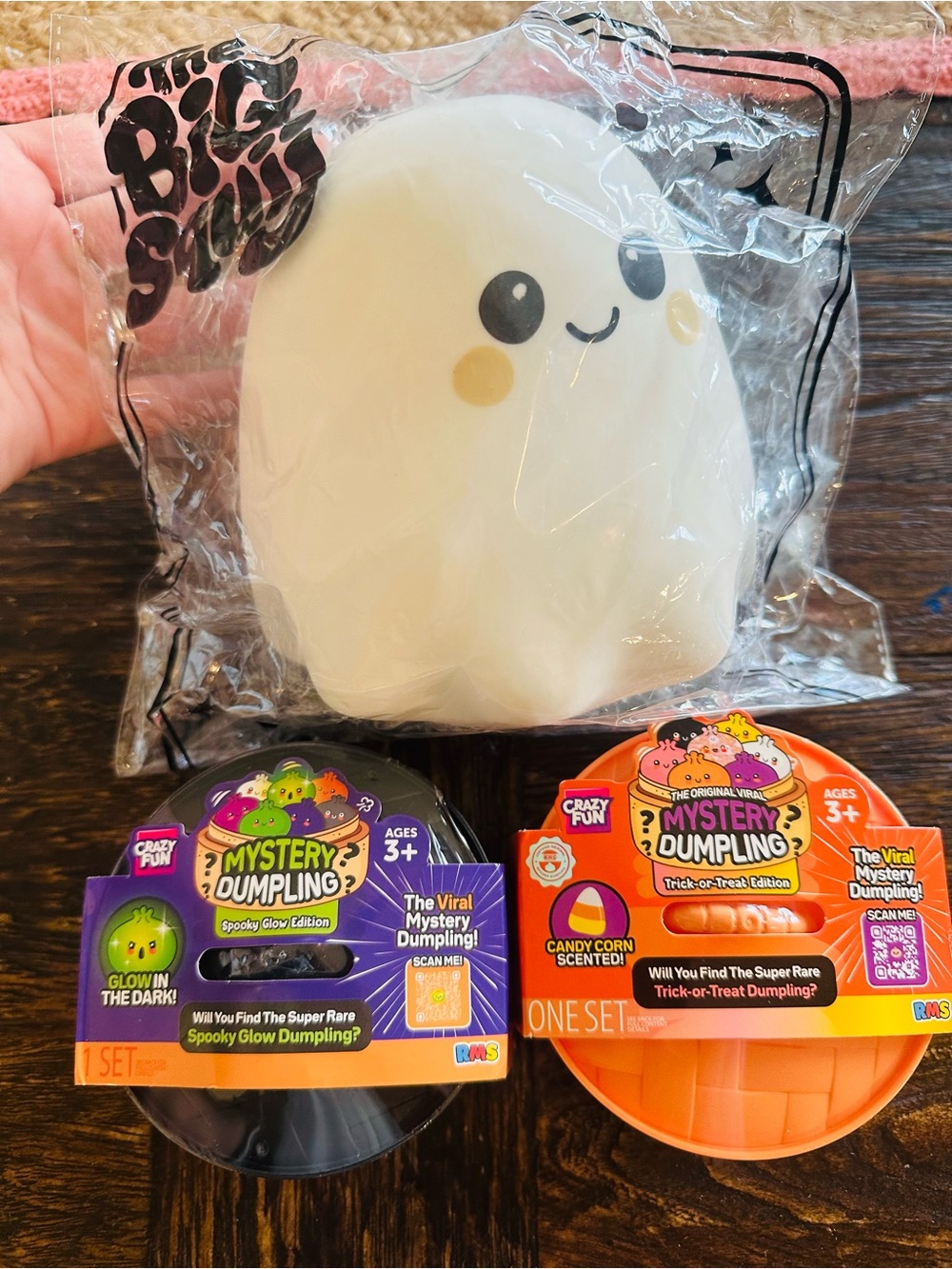 🎃👻🎃 Rare Big Squij Jumbo Ghost and a RMS Candy Corn and Spooky Glow Dumplings 🎃👻